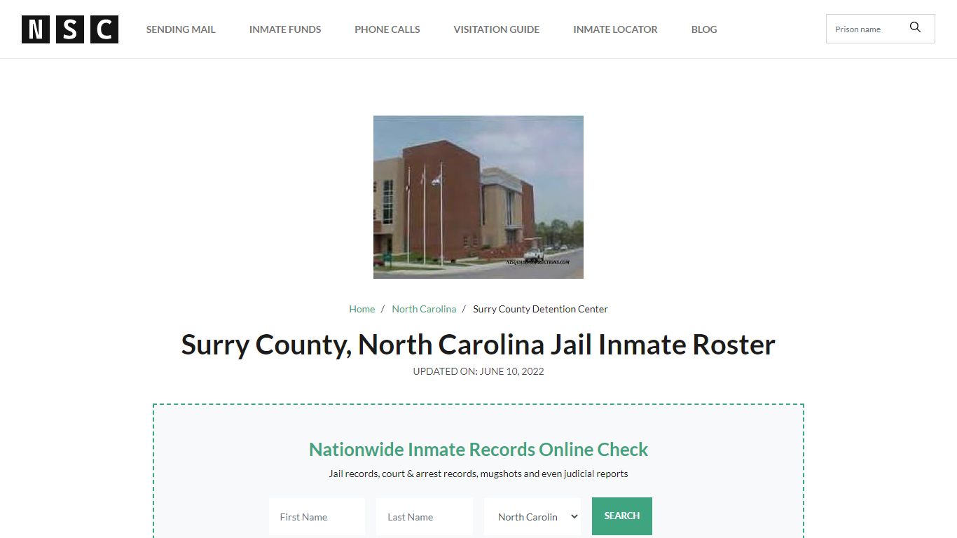 Surry County, North Carolina Jail Inmate List