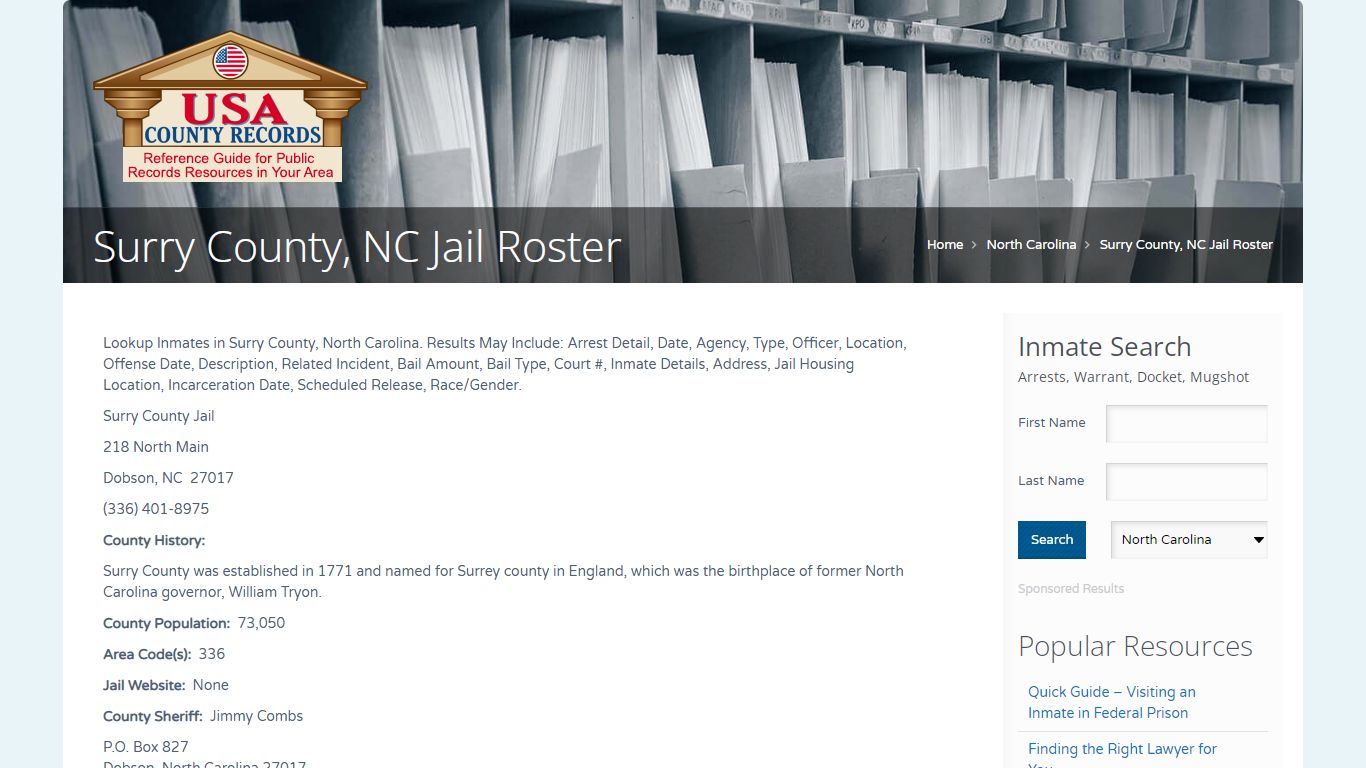 Surry County, NC Jail Roster | Name Search